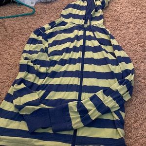 Green and blue zip up hoodie. Size Medium.